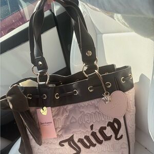Juicy Couture Daydreamer Velour Tote Bag Blush Pink Gothic Logo NWT